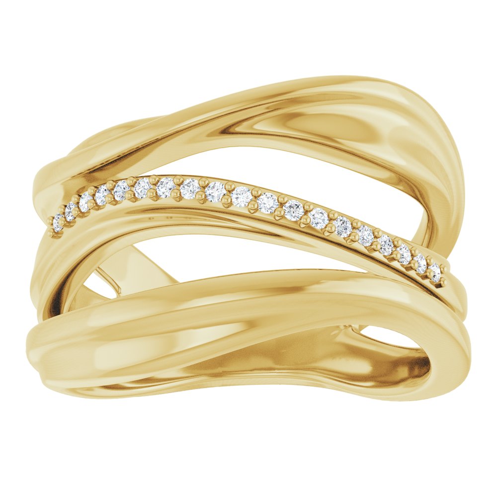 Natural Diamonds and Gold Freeform Ring