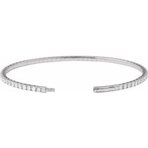 14K White 3 CTW Lab-Grown Diamond Flexible Bangle 7" Bracelet