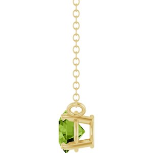 14K Yellow Natural Peridot Solitaire 18" Necklace