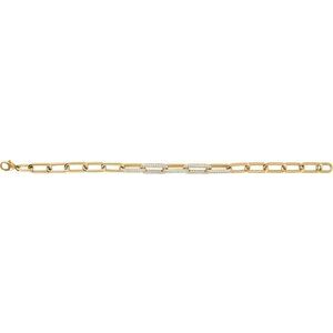 14K Yellow 1 1/2 CTW Lab-Grown Diamond Paperclip-Style 7" Bracelet