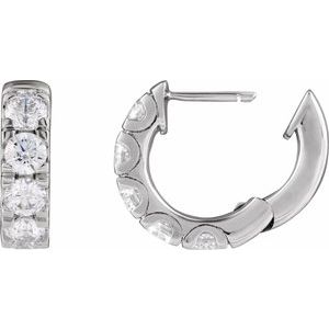 14K White 1 7/8 CTW Natural Diamond Hinged 14.7 mm Hoop Earrings