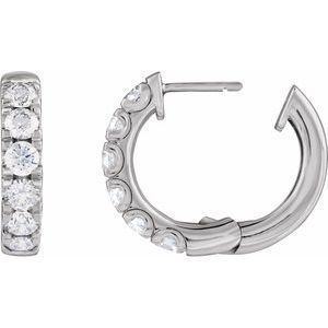 14K White 1 7/8 CTW Lab-Grown Diamond Hinged 19.45 mm Hoop Earrings