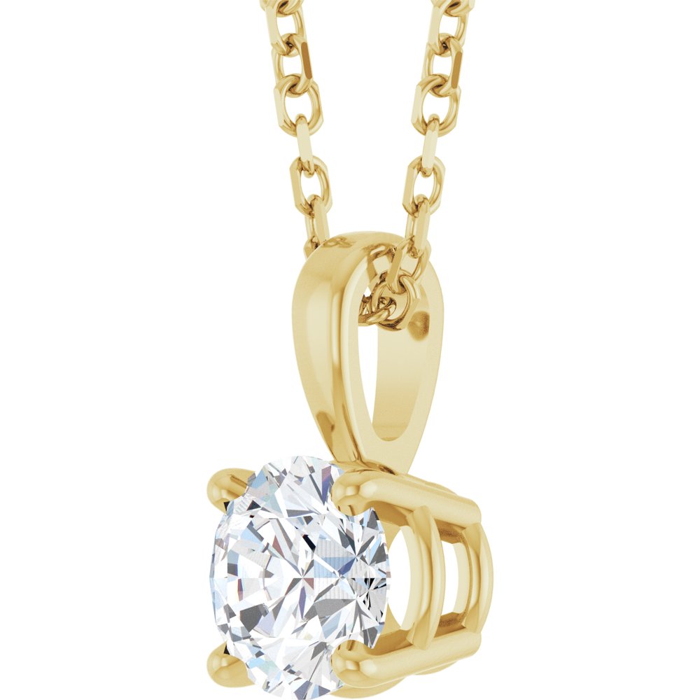 Diamonds and 14k Yellow Gold Solitaire Necklace