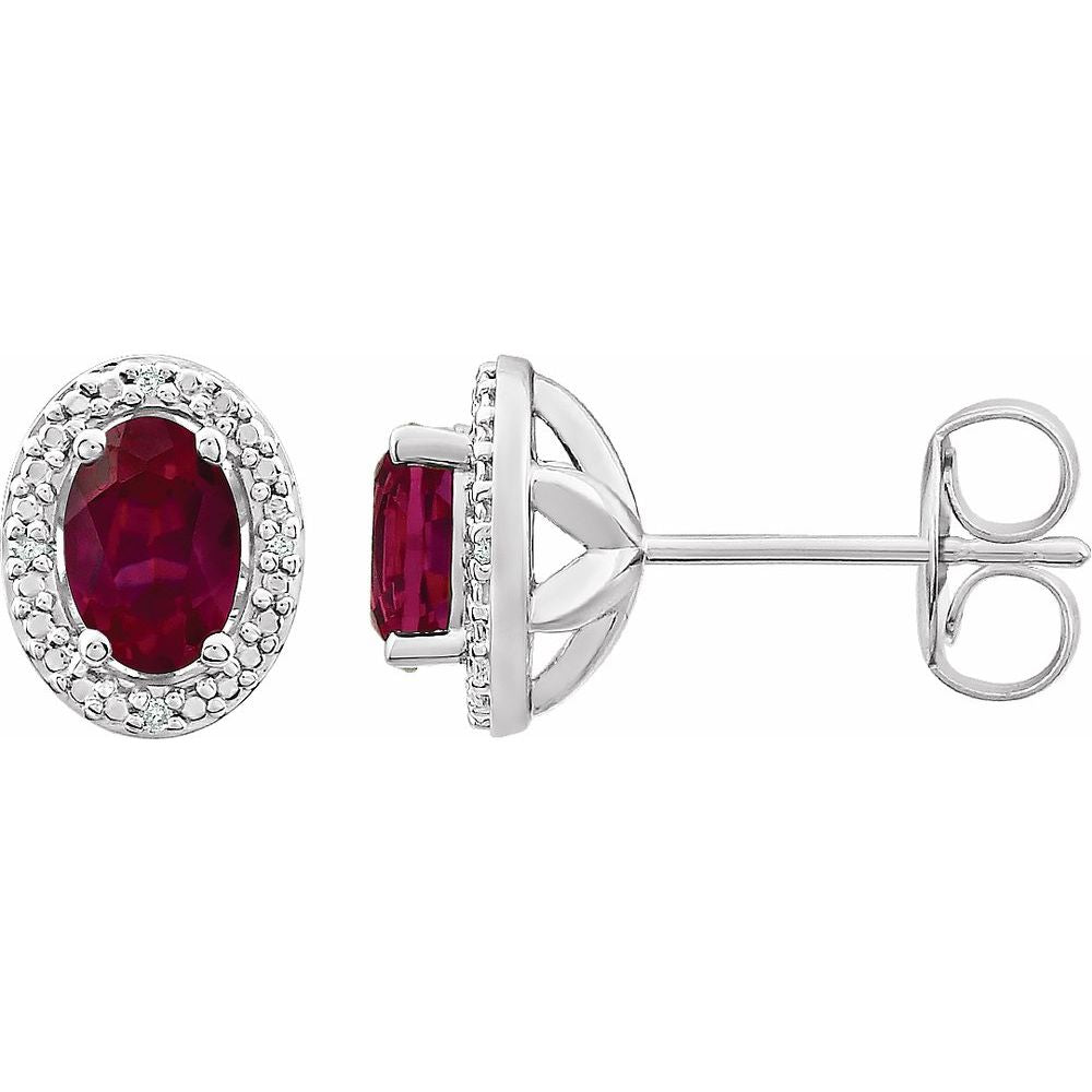 Natural Diamond and Lab Grown Ruby Earrings