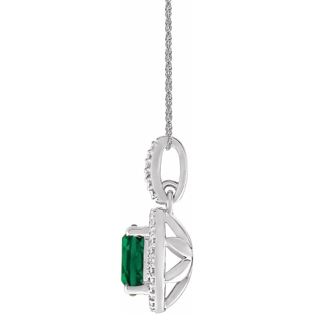 Natural Diamond and Lab Grown Emerald Necklace