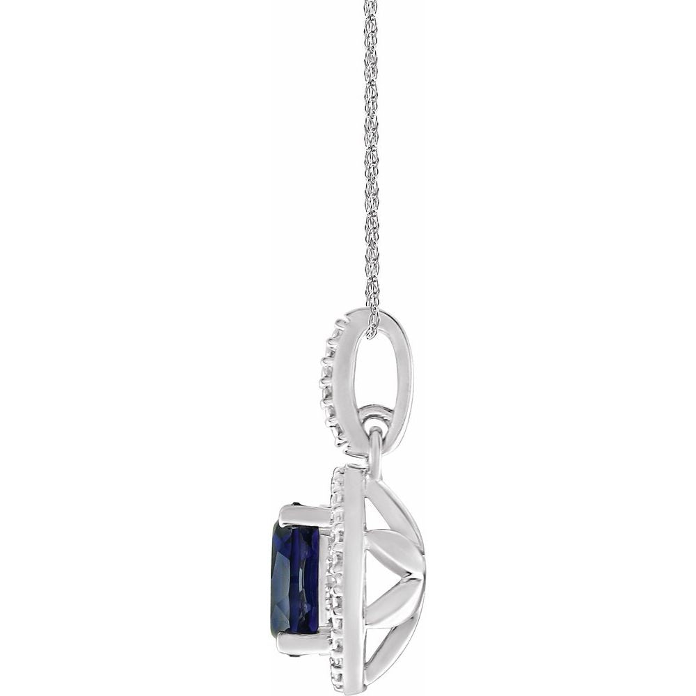 Natural Diamond and Lab Grown Sapphire Necklace