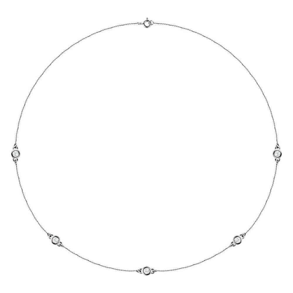 Diamonds and White Gold 5 Station Necklace