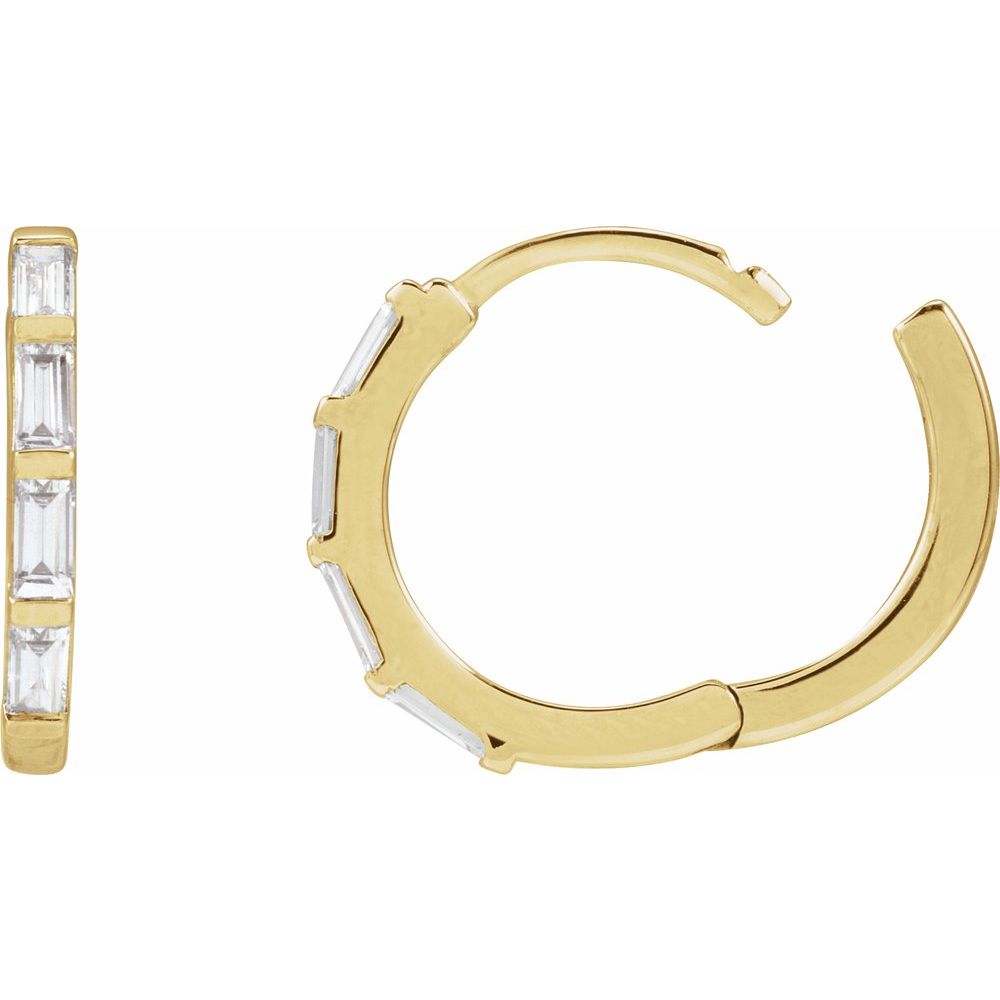 Diamonds and Gold Baguette Hoops