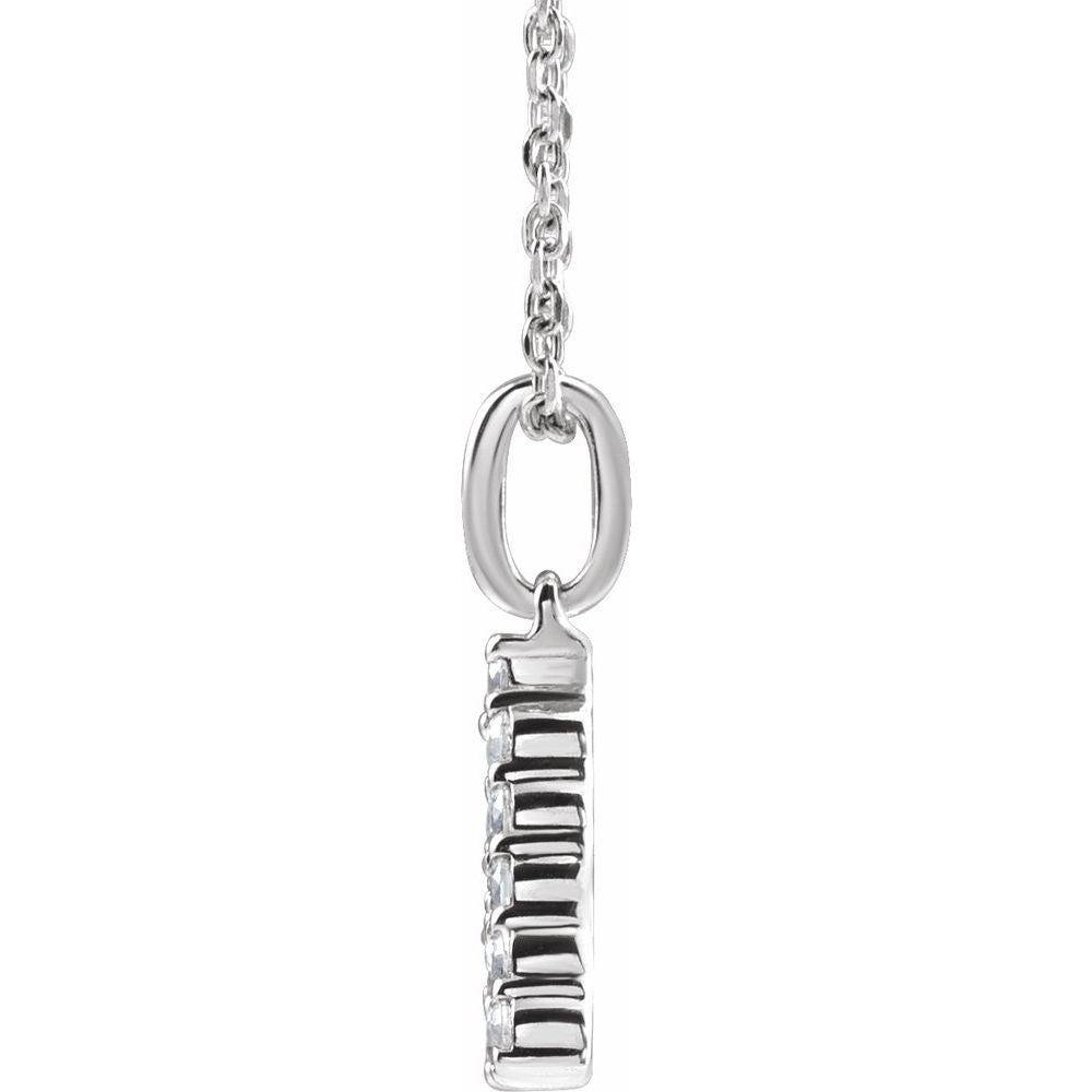 14K White 1/5 CTW Lab-Grown Diamond Initial A 16-18" Necklace