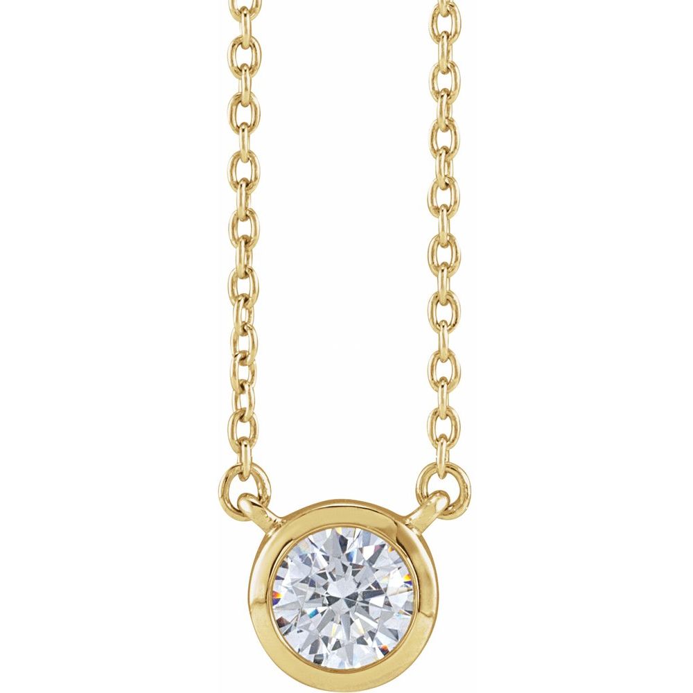 Diamonds and 14k Yellow Gold Solitaire Necklace