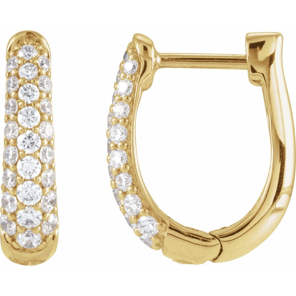 Diamonds and 14k Gold Hoop Earrings