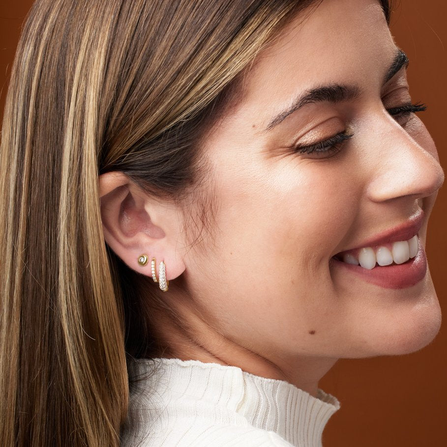 Diamonds and 14k Gold Hoop Earrings