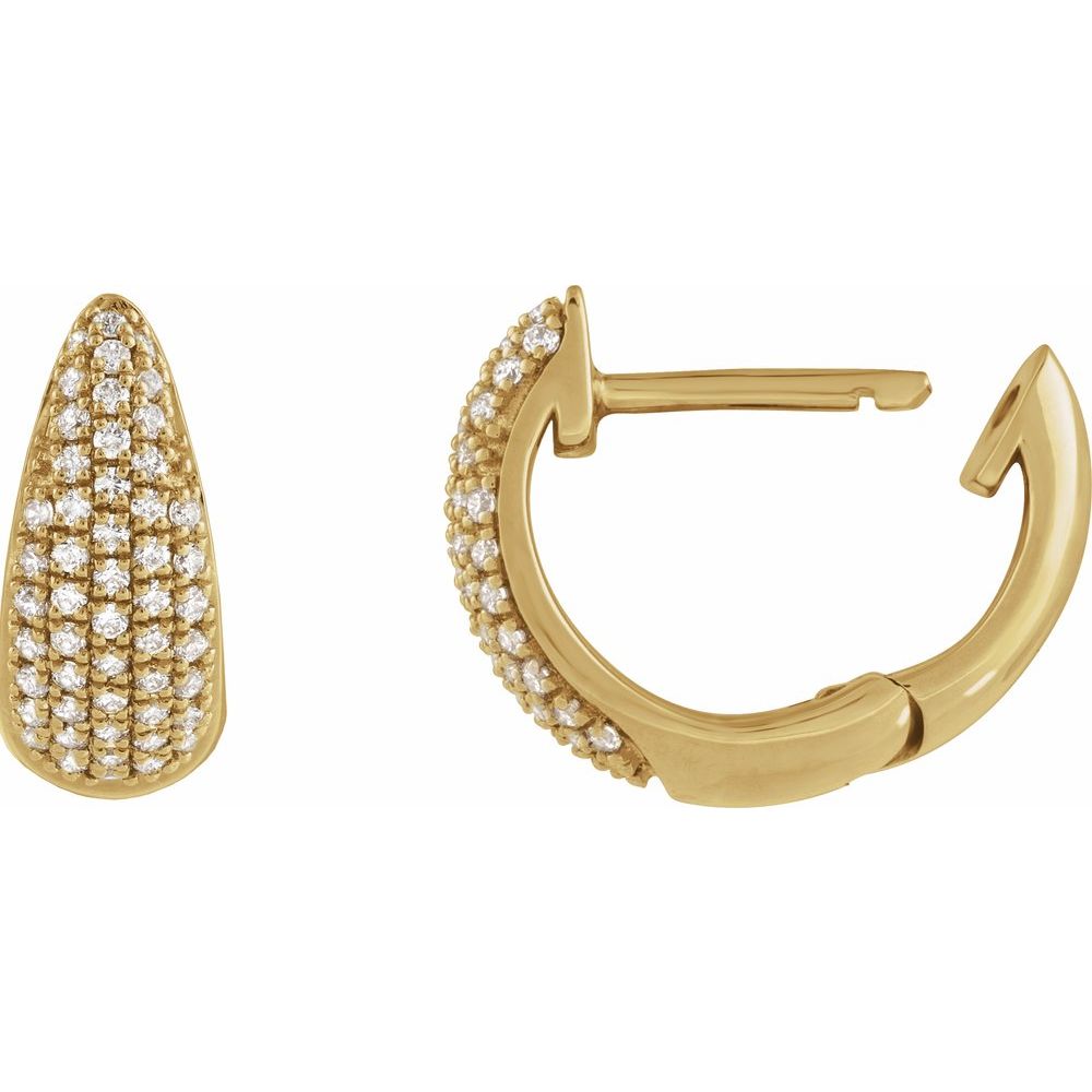 14K Yellow 1/3 CTW Natural Diamond Hinged 11 mm Hoop Earrings