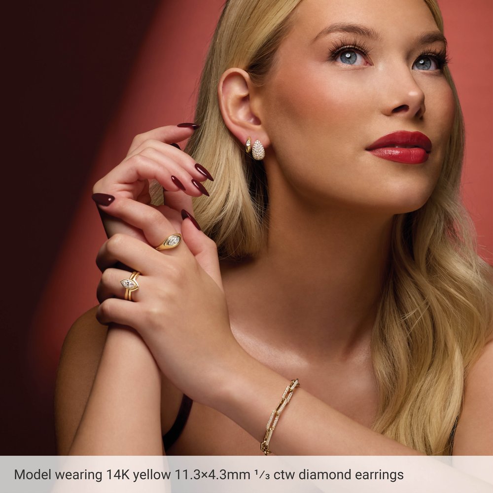 14K Yellow 1/3 CTW Lab-Grown Diamond 11.3 mm Hoop Earrings