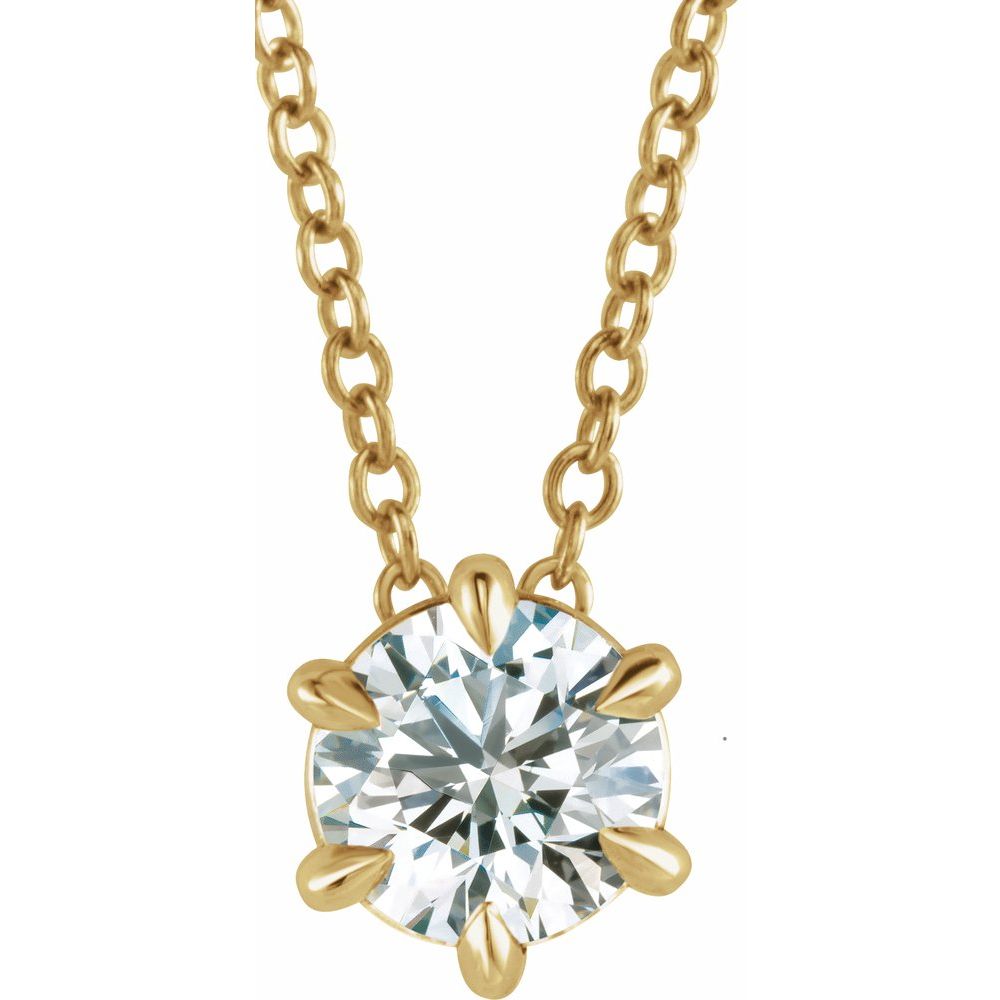 Diamonds and 14k Yellow Gold Solitaire Necklace