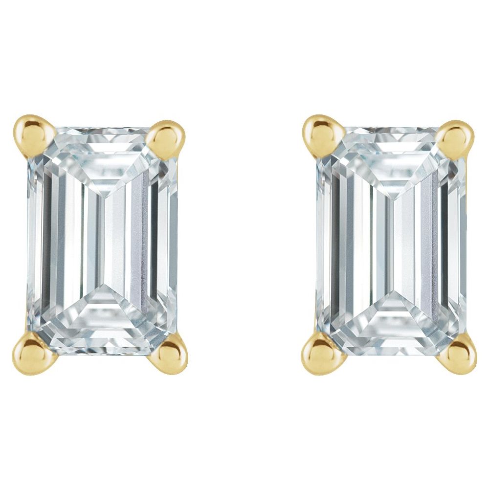 Diamonds and Gold Emerald Stud Earrings