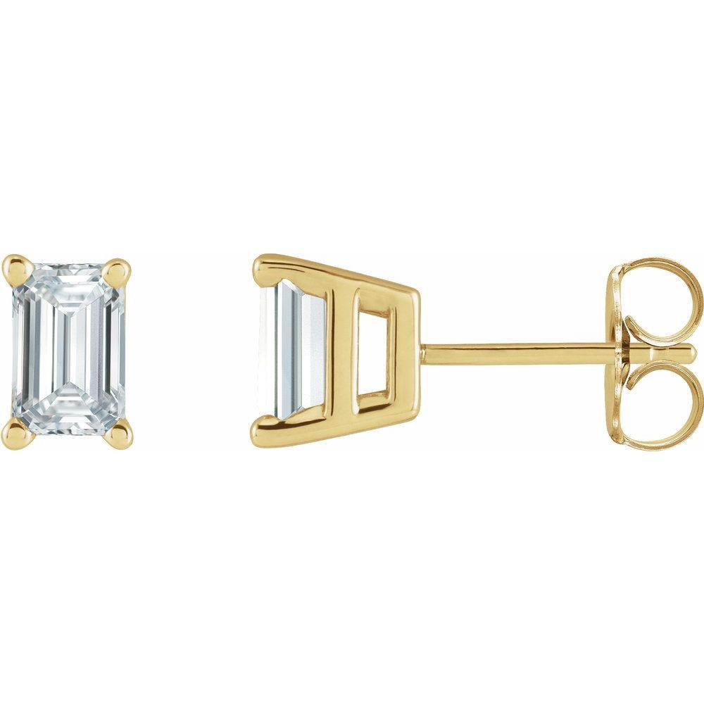 Diamonds and Gold Emerald Stud Earrings