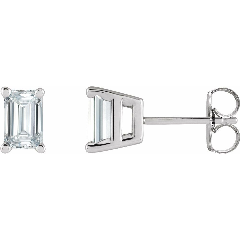 Diamonds and Gold Emerald Stud Earrings