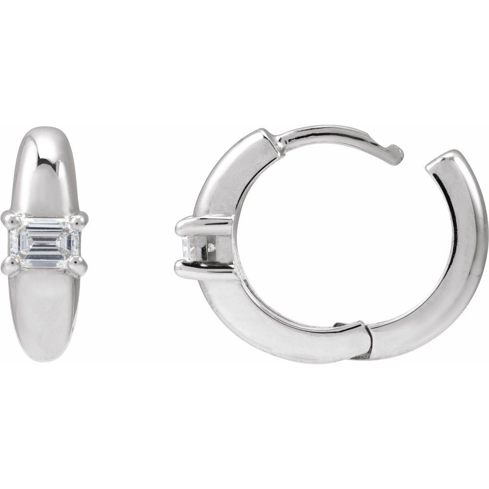 Diamonds and 14k Gold Hoop Earrings