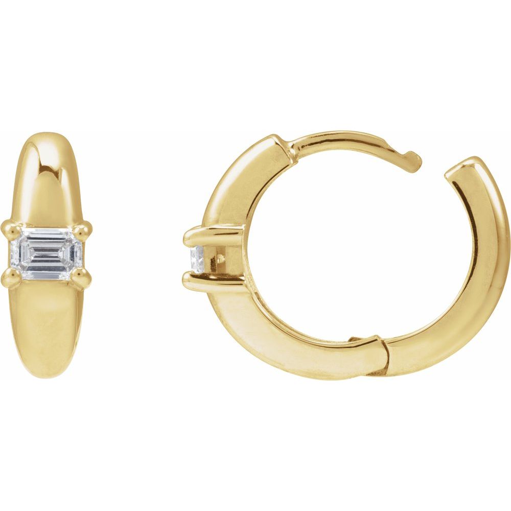 Diamonds and 14k Gold Hoop Earrings