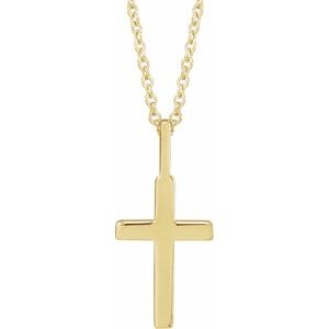 18K Yellow Gold-Plated Sterling Silver Knife-Edge Cross 16-18" Necklace