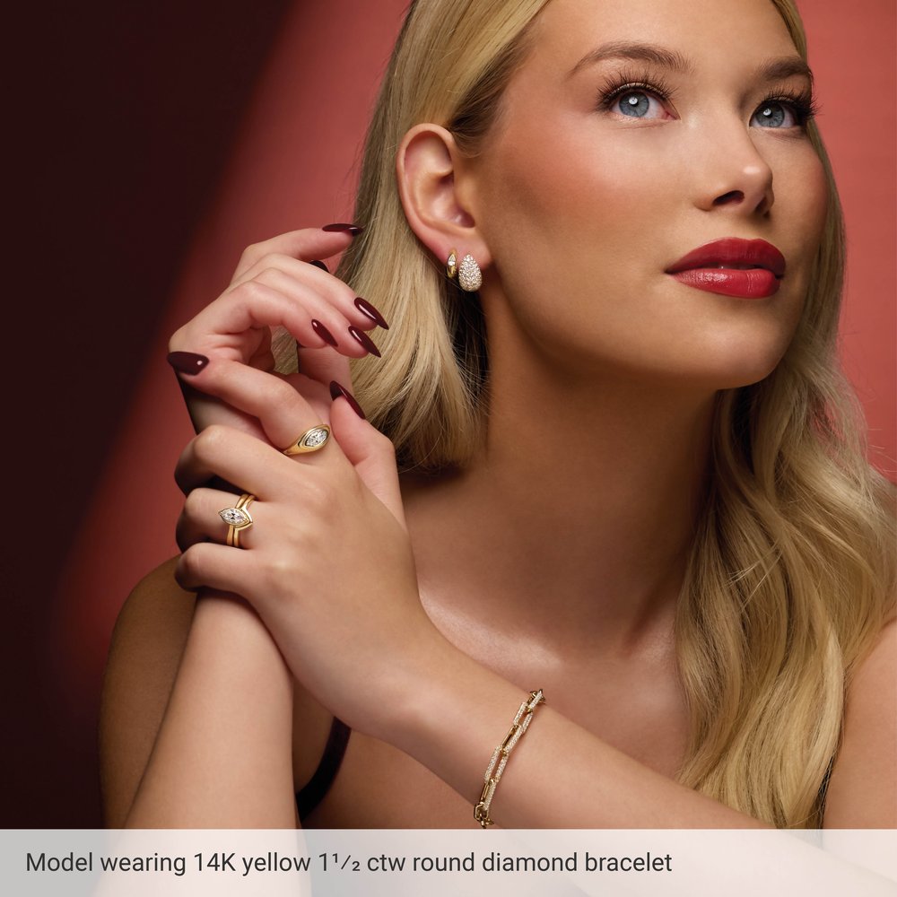 14K Yellow 1 1/2 CTW Lab-Grown Diamond Paperclip-Style 7" Bracelet