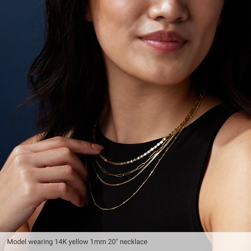 14K Yellow 1 mm Beaded Curb 18" Chain