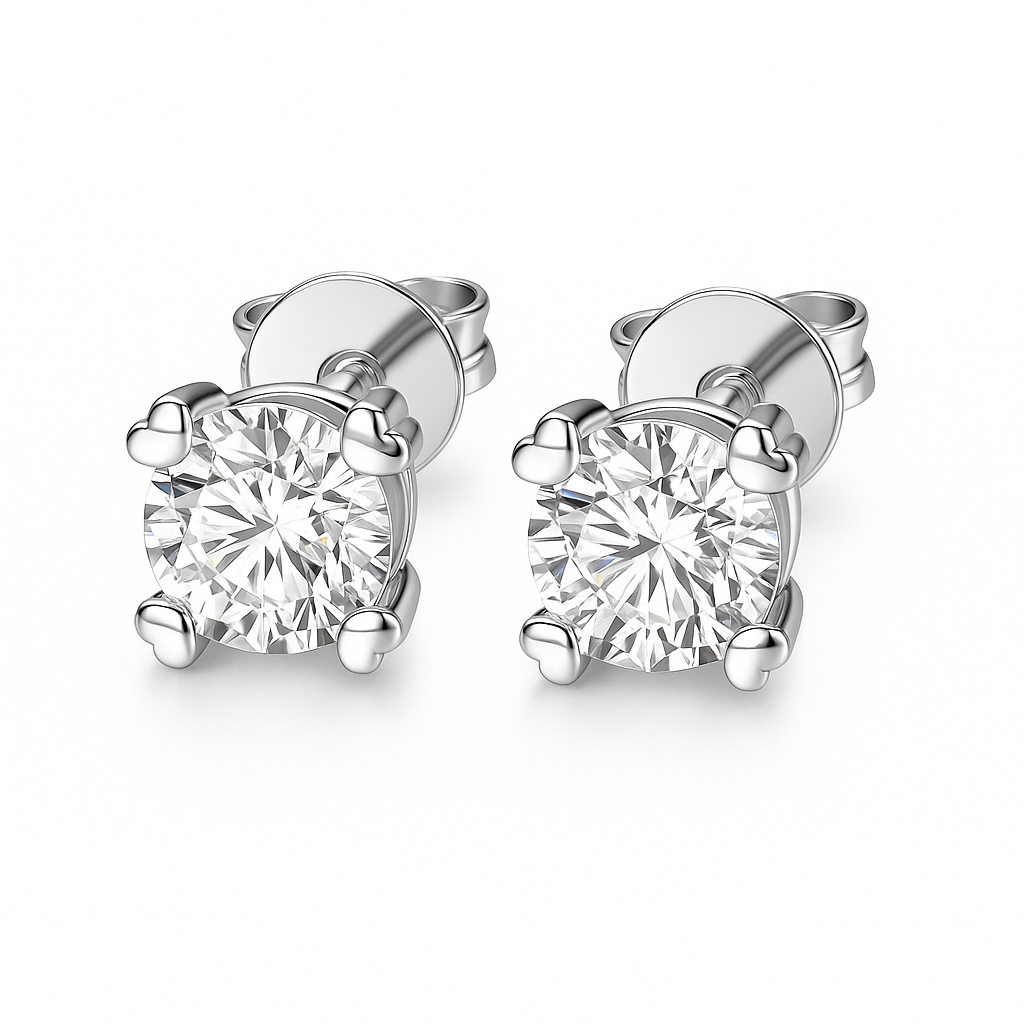 Solitaire Moissanite Stud Earrings