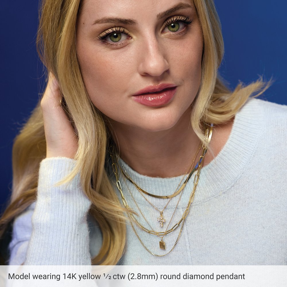 14K Yellow 1/3 CTW Lab-Grown Diamond Cross Pendant