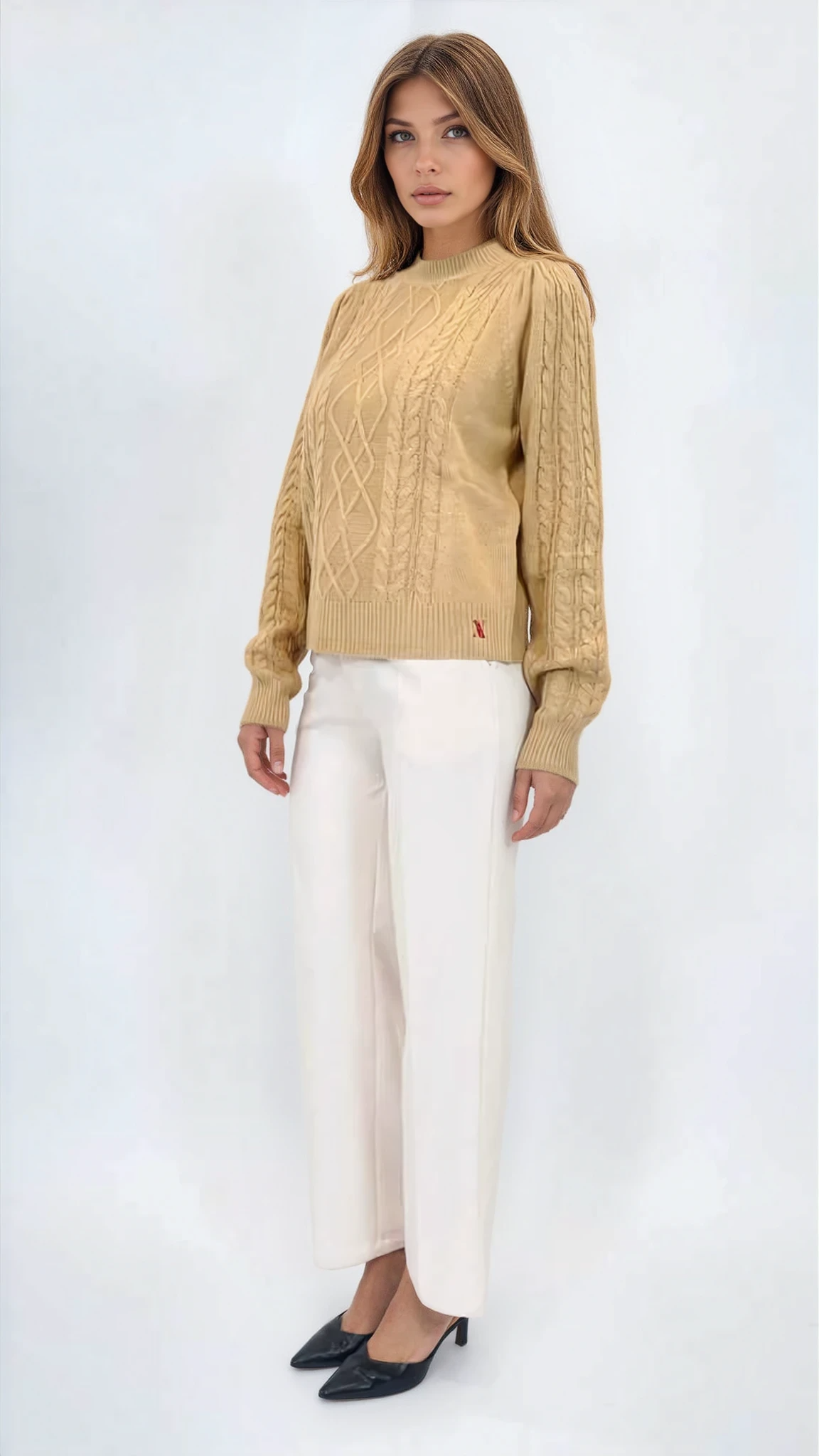 Cable Knit Mock Neck Sweater