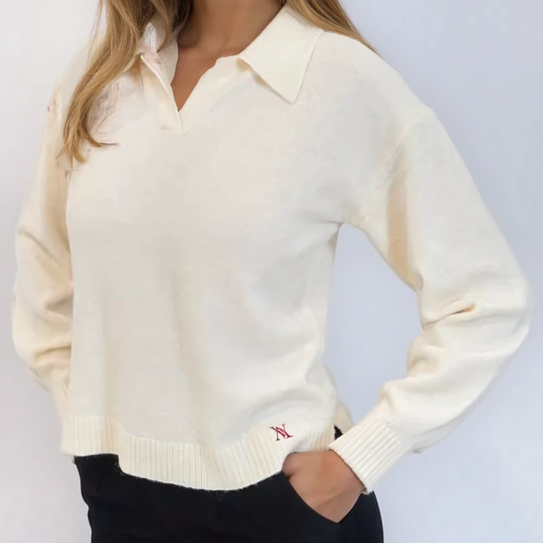 Long Sleeve Polo Knit Sweater