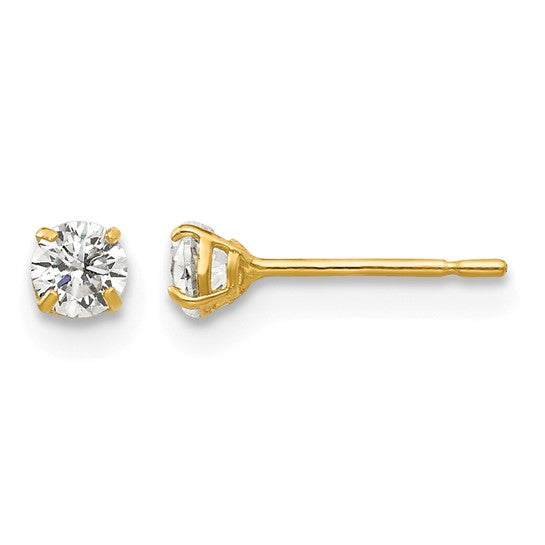 14K Gold Cz Post Earrings