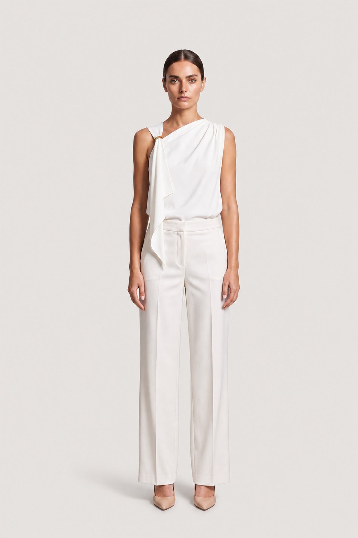 Draped Ring Detail Top In Ivory