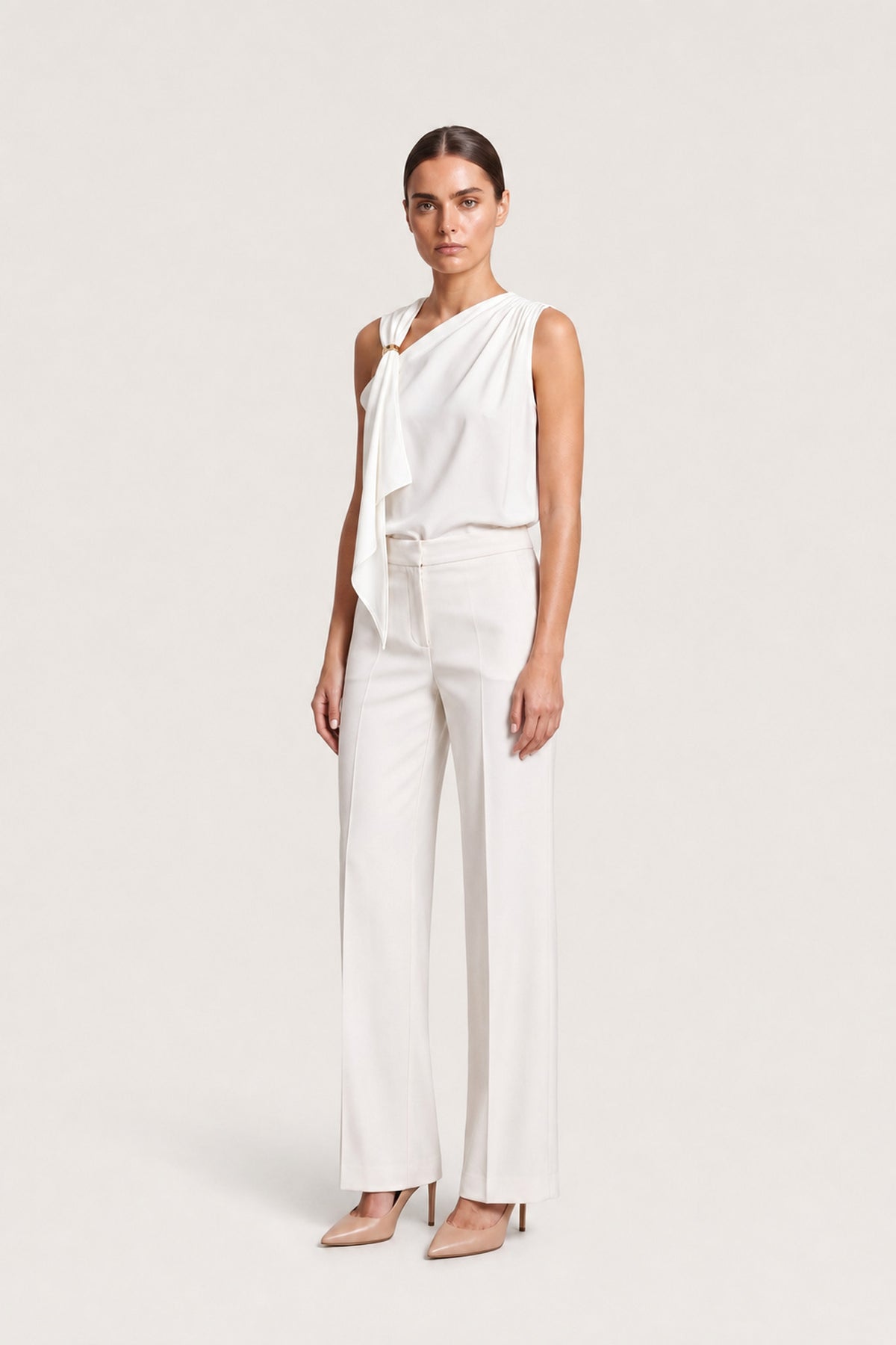Draped Ring Detail Top In Ivory