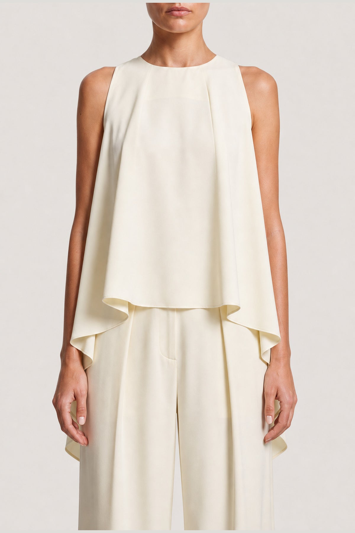 Asymmetric Draped Set In Butter