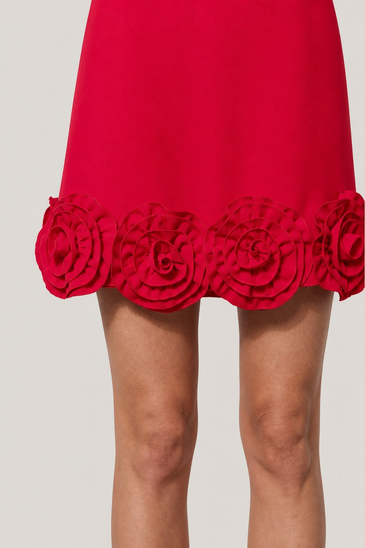 Floral Appliqué Mini Dress In Scarlet