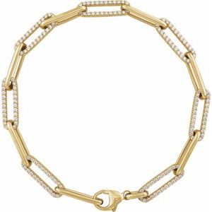 14K Yellow 1 CTW Lab-Grown Diamond Link 7" Bracelet