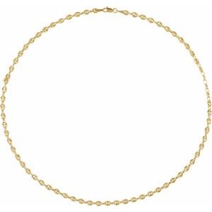 14K Yellow 3.8 mm Hollow Puffed Anchor 16" Chain