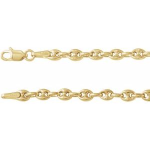 14K Yellow 3.8 mm Hollow Puffed Anchor 16" Chain