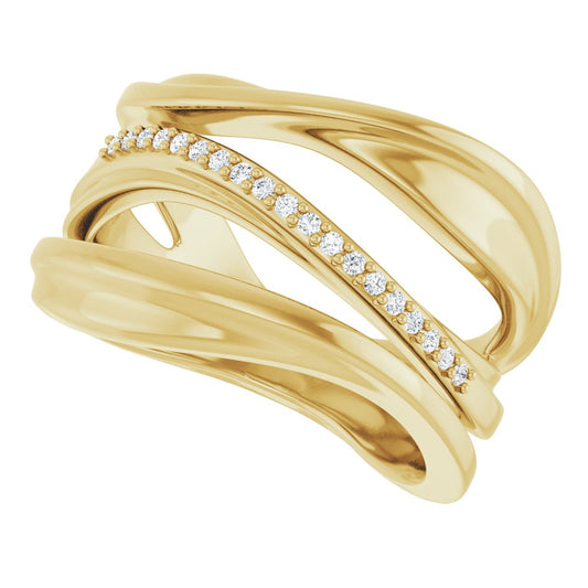 Natural Diamonds and Gold Freeform Ring