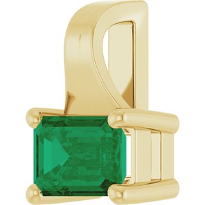 14K Yellow Lab-Grown Emerald Pendant