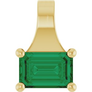 14K Yellow Lab-Grown Emerald Pendant