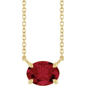14K Yellow Lab-Grown Ruby 18" Necklace