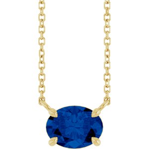 14K Yellow Lab-Grown Blue Sapphire 18" Necklace