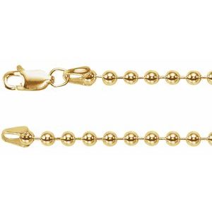 14K Yellow 3 mm Hollow Bead 7" Chain