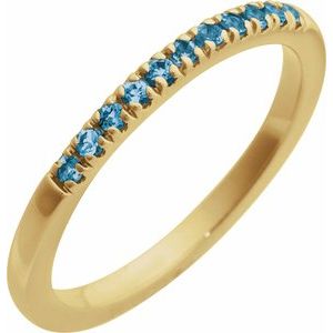 14K Yellow Natural London Blue Topaz Stackable Ring