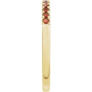 14K Yellow Natural Mozambique Garnet Stackable Ring