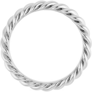 14K White 3.5 mm Skinny Rope Band Size 7