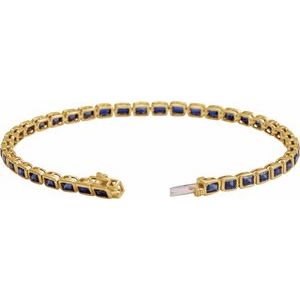14K Yellow Lab-Grown Blue Sapphire Line 7" Bracelet