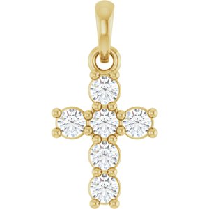 14K Yellow 1/4 CTW Lab-Grown Diamond Cross Pendant